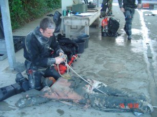Diver Mike Hunt getting ready for In-Outs