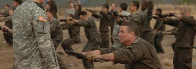 Candidates on the US Army's 'Q' course having some 'fun'.