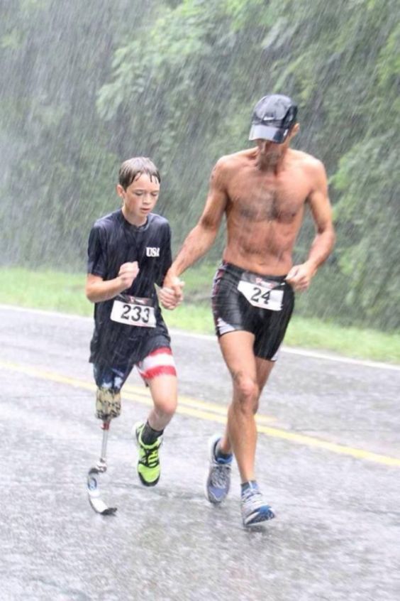 Motivation, Disabled, Child, Rain, Running, Prosthetic