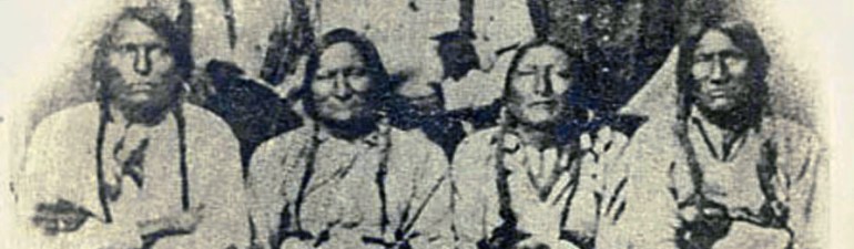 A delegation of Cheyenne, Kiowa, and Arapaho chiefs at Denver, Colorado on September 28, 1864. Black Kettle is second from left in the front row.